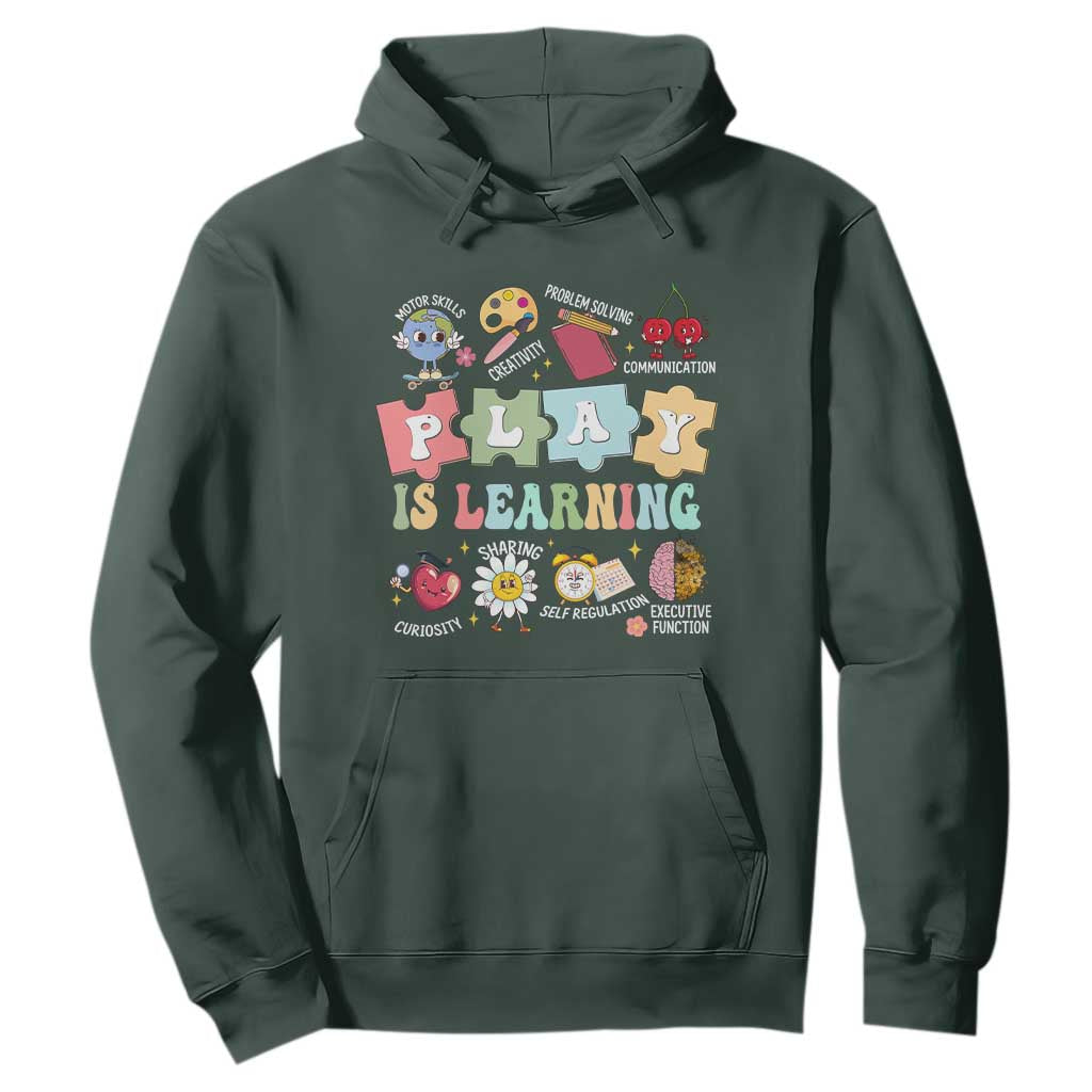 Special Education Hoodie Play is Learning Sped Teacher TS02 Dark Forest Green Print Your Wear