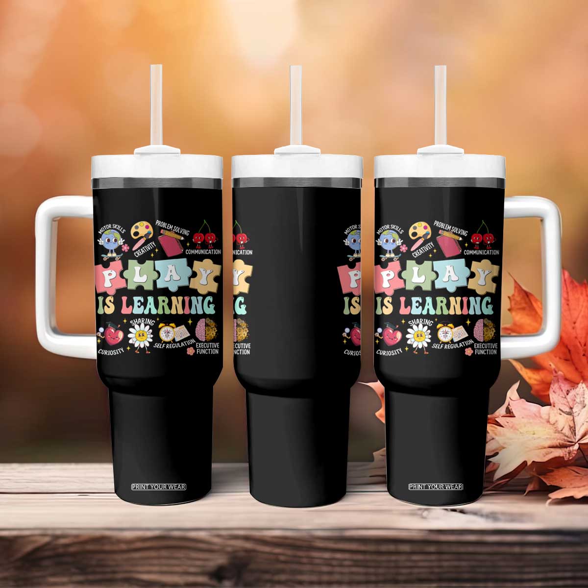 Special Education Tumbler With Handle Play is Learning Sped Teacher TS02 Print Your Wear