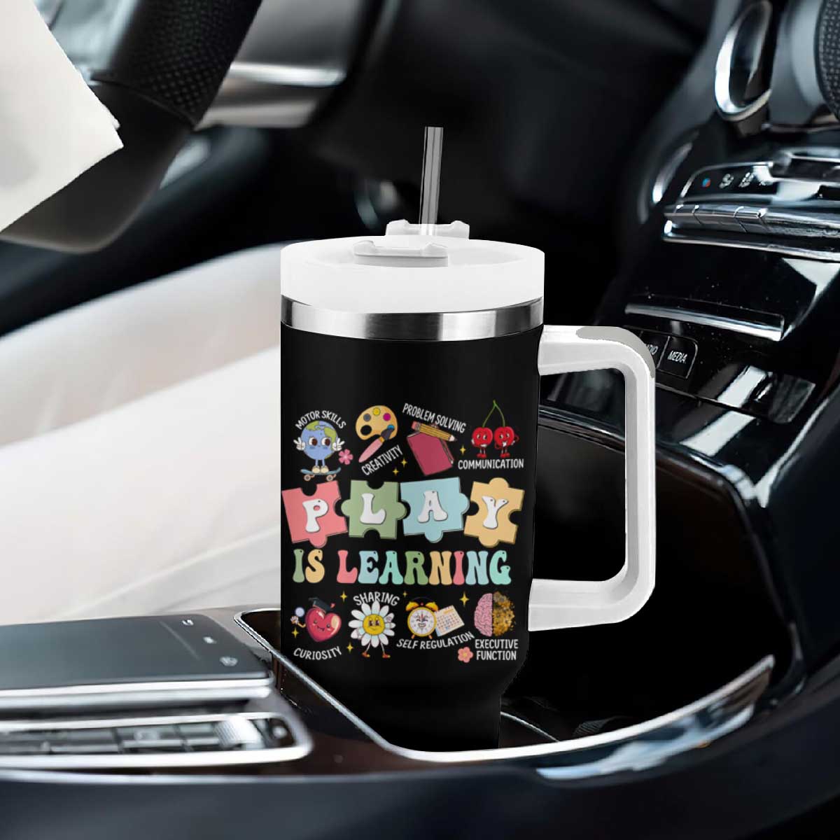 Special Education Tumbler With Handle Play is Learning Sped Teacher TS02 Print Your Wear
