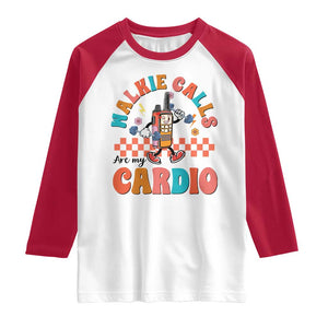 Special Education Raglan Shirt Walkie Calls Are My Cardio Inspirational ABA SPED TS02 White Red Print Your Wear