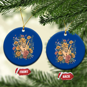 Special Education Ceramic Ornament Sign Language ASL Love Needs No Words TS02 1pc Blue Print Your Wear