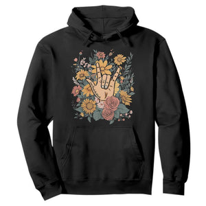 Special Education Hoodie Sign Language ASL Love Needs No Words TS02 Black Print Your Wear
