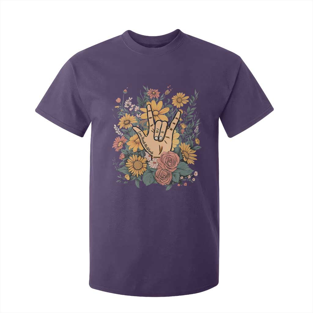 Special Education T Shirt For Kid Sign Language ASL Love Needs No Words TS02 Purple Print Your Wear