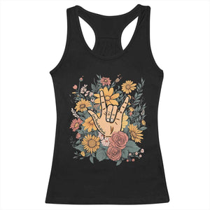 Special Education Racerback Tank Top Sign Language ASL Love Needs No Words TS02 Black Print Your Wear