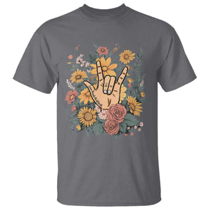 Special Education T Shirt Sign Language ASL Love Needs No Words TS02 Charcoal Print Your Wear