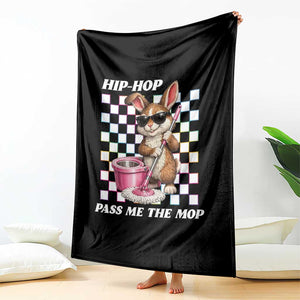 Hip Hop Easter Bunny Cleaning Pun Throw Blanket Funny Rabbit with Mop TS02 Print Your Wear