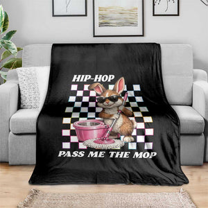 Hip Hop Easter Bunny Cleaning Pun Throw Blanket Funny Rabbit with Mop TS02 Print Your Wear
