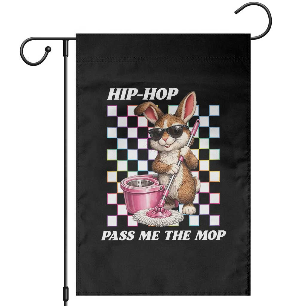 Hip Hop Easter Bunny Cleaning Pun Garden Flag Funny Rabbit with Mop TS02 Black Print Your Wear