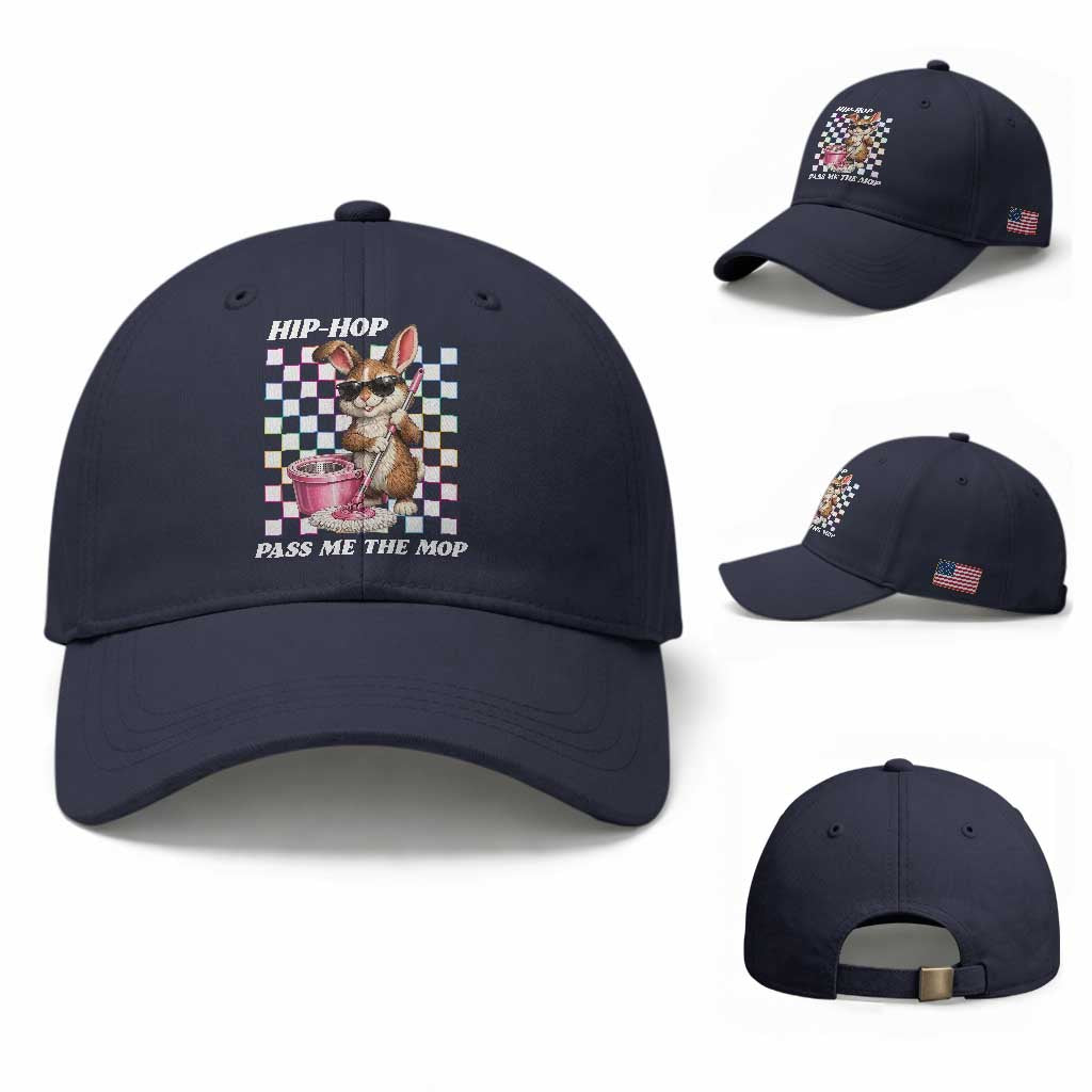 Hip Hop Easter Bunny Cleaning Pun Baseball Cap Funny Rabbit with Mop TS02 Baseball Cap Universal Fit Navy Print Your Wear
