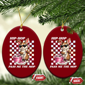 Hip Hop Easter Bunny Cleaning Pun Ceramic Ornament Funny Rabbit with Mop TS02 Print Your Wear