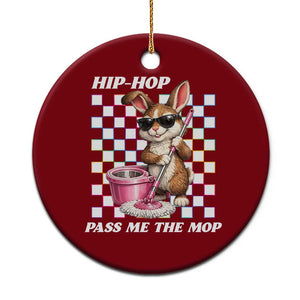 Hip Hop Easter Bunny Cleaning Pun Ceramic Ornament Funny Rabbit with Mop TS02 1pc Red Print Your Wear