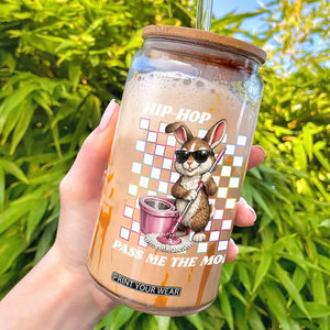Hip Hop Easter Bunny Cleaning Pun Glass Can Funny Rabbit with Mop TS02 Black Print Your Wear