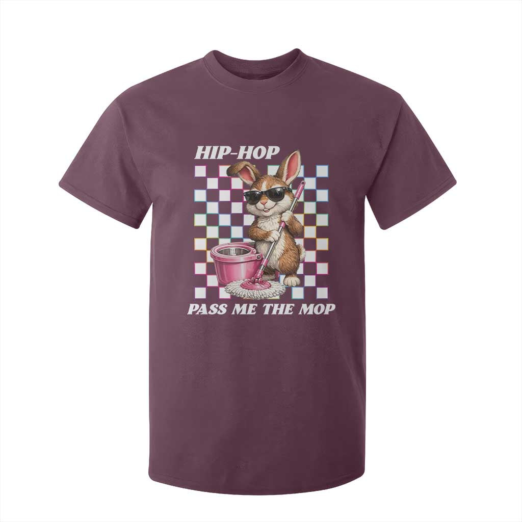 Hip Hop Easter Bunny Cleaning Pun T Shirt For Kid Funny Rabbit with Mop TS02 Maroon Print Your Wear