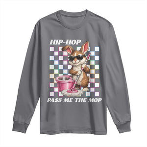 Hip Hop Easter Bunny Cleaning Pun Long Sleeve Shirt Funny Rabbit with Mop TS02 Charcoal Print Your Wear