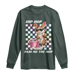Hip Hop Easter Bunny Cleaning Pun Long Sleeve Shirt Funny Rabbit with Mop TS02 Dark Forest Green Print Your Wear