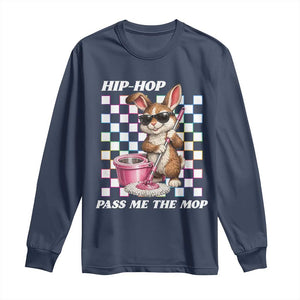 Hip Hop Easter Bunny Cleaning Pun Long Sleeve Shirt Funny Rabbit with Mop TS02 Navy Print Your Wear
