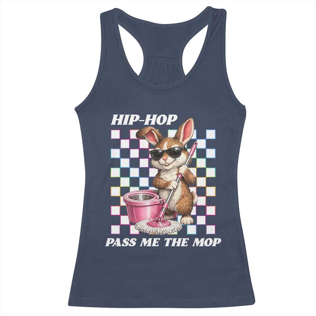 Hip Hop Easter Bunny Cleaning Pun Racerback Tank Top Funny Rabbit with Mop TS02 Navy Print Your Wear