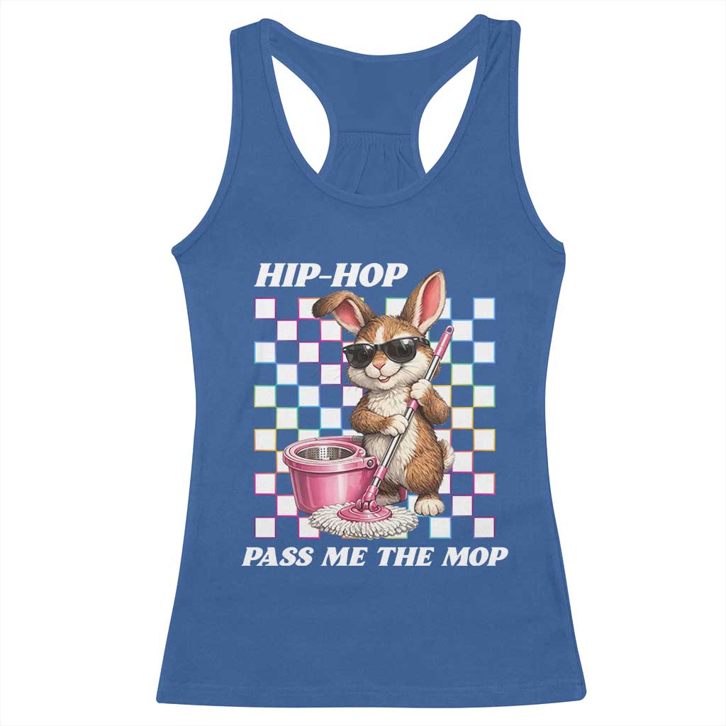 Hip Hop Easter Bunny Cleaning Pun Racerback Tank Top Funny Rabbit with Mop TS02 Royal Blue Print Your Wear