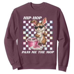 Hip Hop Easter Bunny Cleaning Pun Sweatshirt Funny Rabbit with Mop TS02 Maroon Print Your Wear