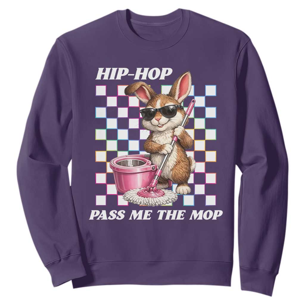 Hip Hop Easter Bunny Cleaning Pun Sweatshirt Funny Rabbit with Mop TS02 Purple Print Your Wear
