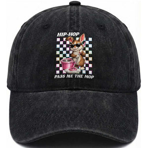 Hip Hop Easter Bunny Cleaning Pun Washed Cotton Baseball Cap Funny Rabbit with Mop TS02 Print Your Wear