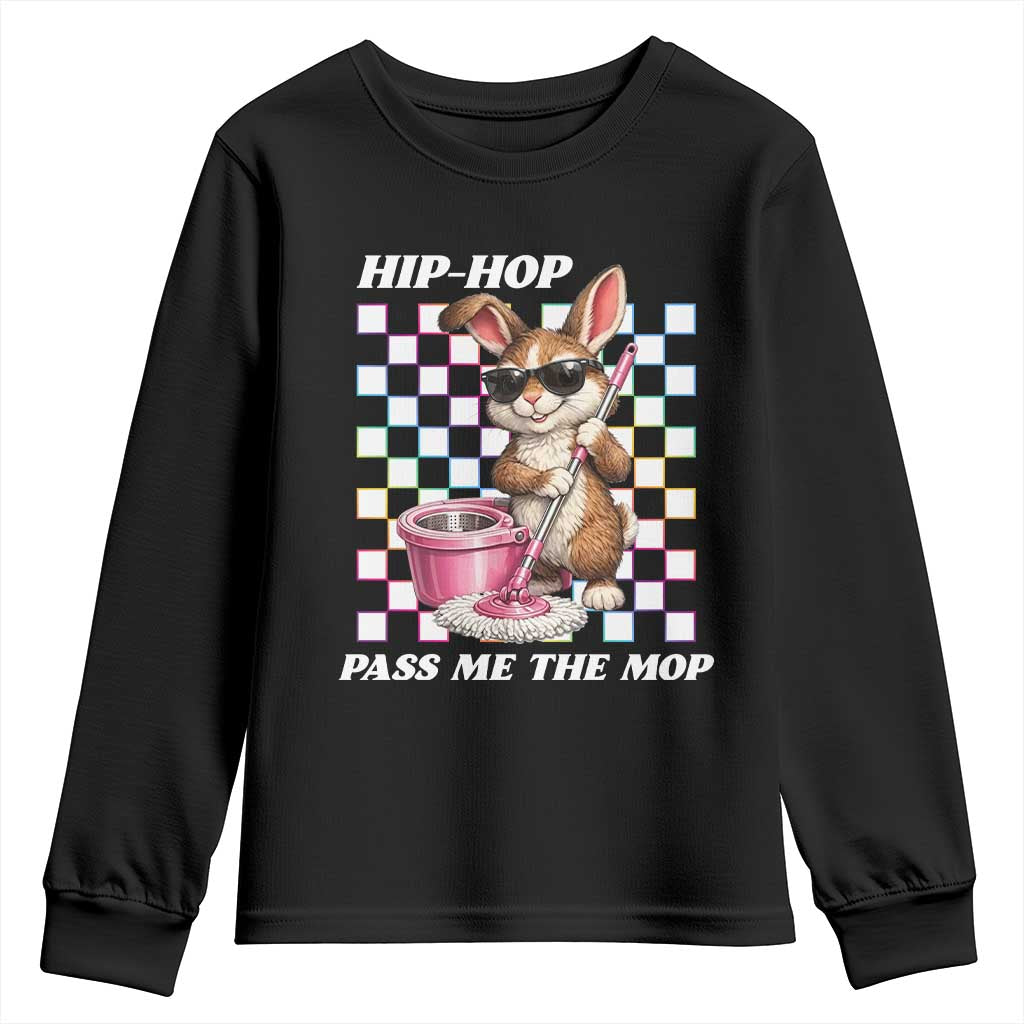 Hip Hop Easter Bunny Cleaning Pun Youth Sweatshirt Funny Rabbit with Mop TS02 Black Print Your Wear