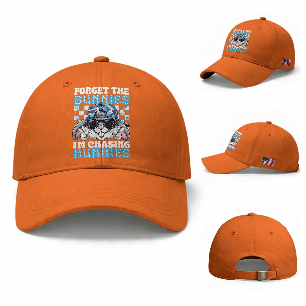 Funny Easter Bunny Forget the Bunnies I’m Chasing Hunnies Baseball Cap Cool Rabbit with Sunglasses & Hat Humor TS02 Baseball Cap Universal Fit Orange Print Your Wear