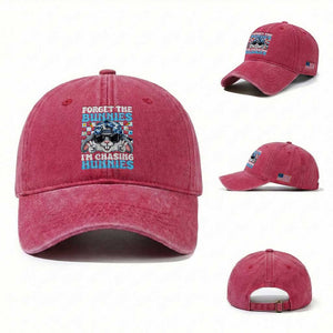 Funny Easter Bunny Forget the Bunnies I’m Chasing Hunnies Washed Cotton Baseball Cap Cool Rabbit with Sunglasses & Hat Humor TS02 Washed Cap Universal Fit Red Print Your Wear