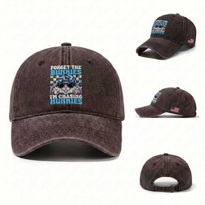 Funny Easter Bunny Forget the Bunnies I’m Chasing Hunnies Washed Cotton Baseball Cap Cool Rabbit with Sunglasses & Hat Humor TS02 Washed Cap Universal Fit Dark Brown Print Your Wear
