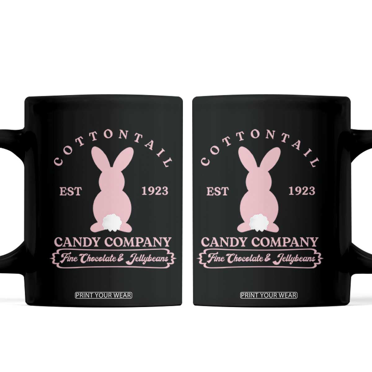Cottontail Candy Company Vintage Easter Bunny Coffee Mug Retro Chocolate and Jellybeans Spring Lovers TS02 Black Print Your Wear