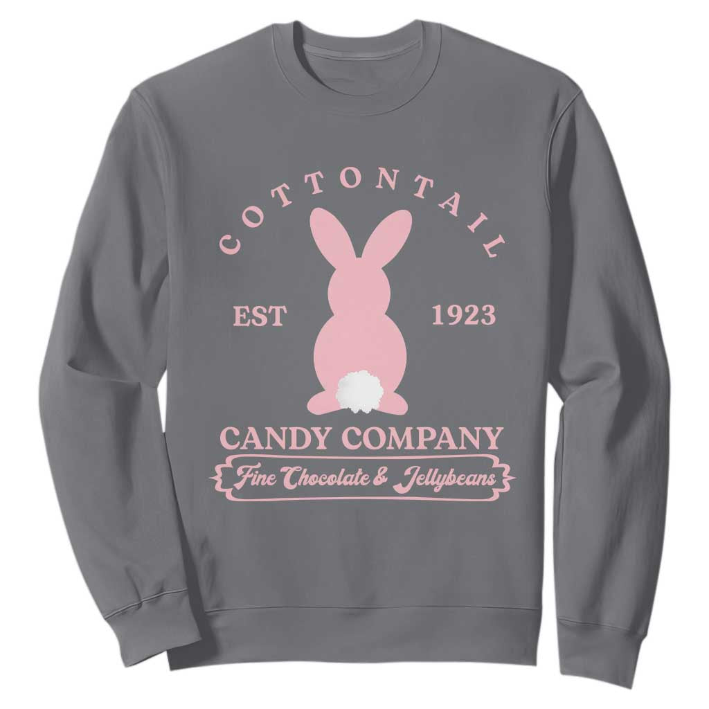 Cottontail Candy Company Vintage Easter Bunny Sweatshirt Retro Chocolate and Jellybeans Spring Lovers TS02 Charcoal Print Your Wear