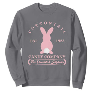 Cottontail Candy Company Vintage Easter Bunny Sweatshirt Retro Chocolate and Jellybeans Spring Lovers TS02 Charcoal Print Your Wear