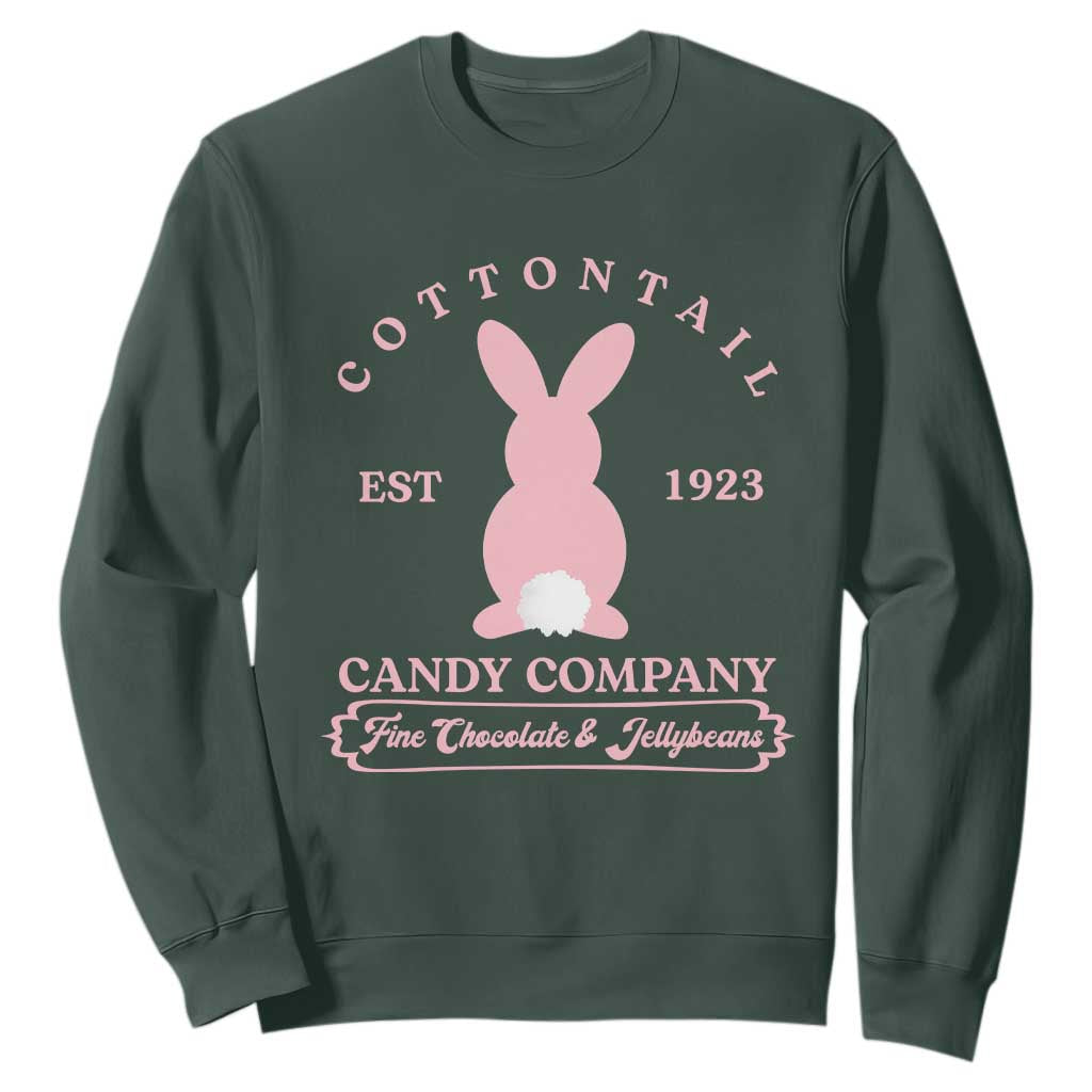 Cottontail Candy Company Vintage Easter Bunny Sweatshirt Retro Chocolate and Jellybeans Spring Lovers TS02 Dark Forest Green Print Your Wear