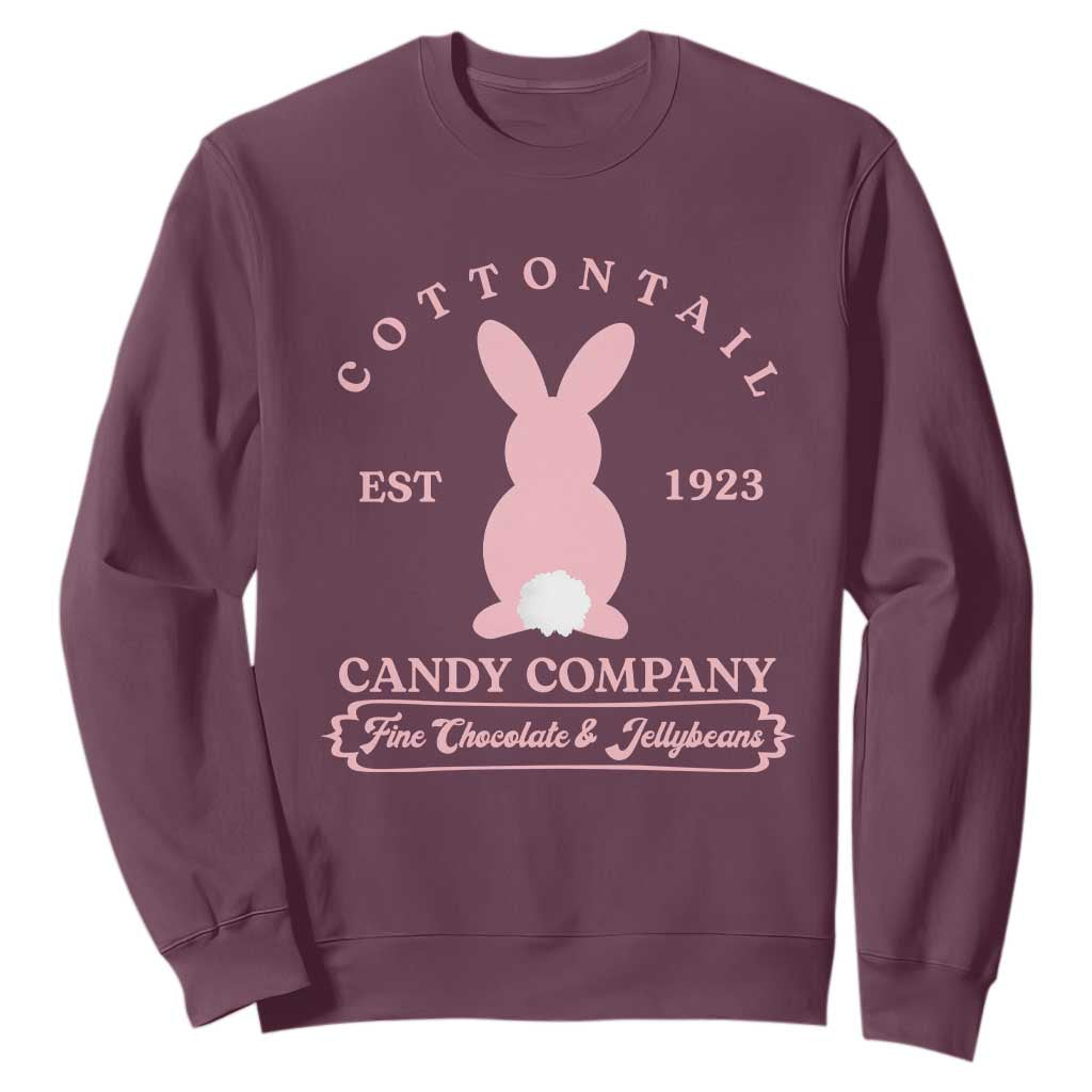 Cottontail Candy Company Vintage Easter Bunny Sweatshirt Retro Chocolate and Jellybeans Spring Lovers TS02 Maroon Print Your Wear