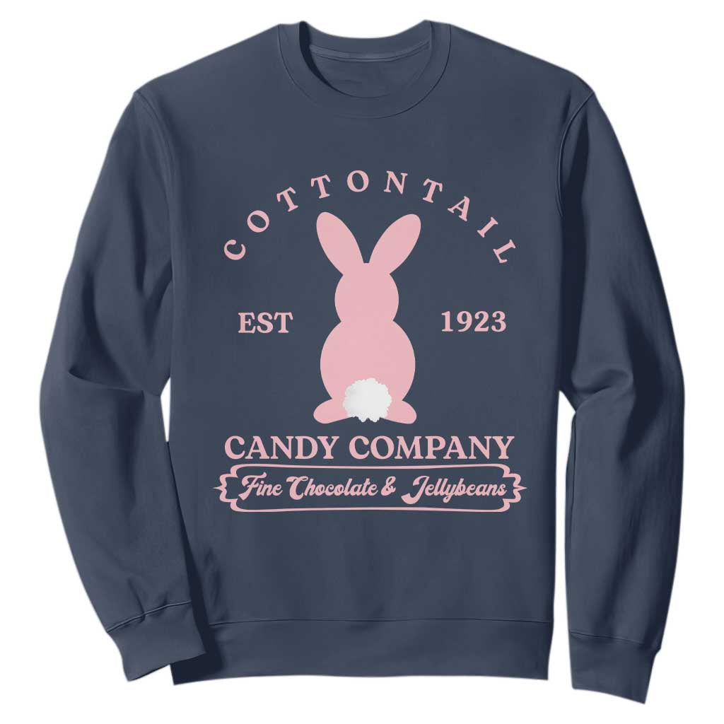 Cottontail Candy Company Vintage Easter Bunny Sweatshirt Retro Chocolate and Jellybeans Spring Lovers TS02 Navy Print Your Wear