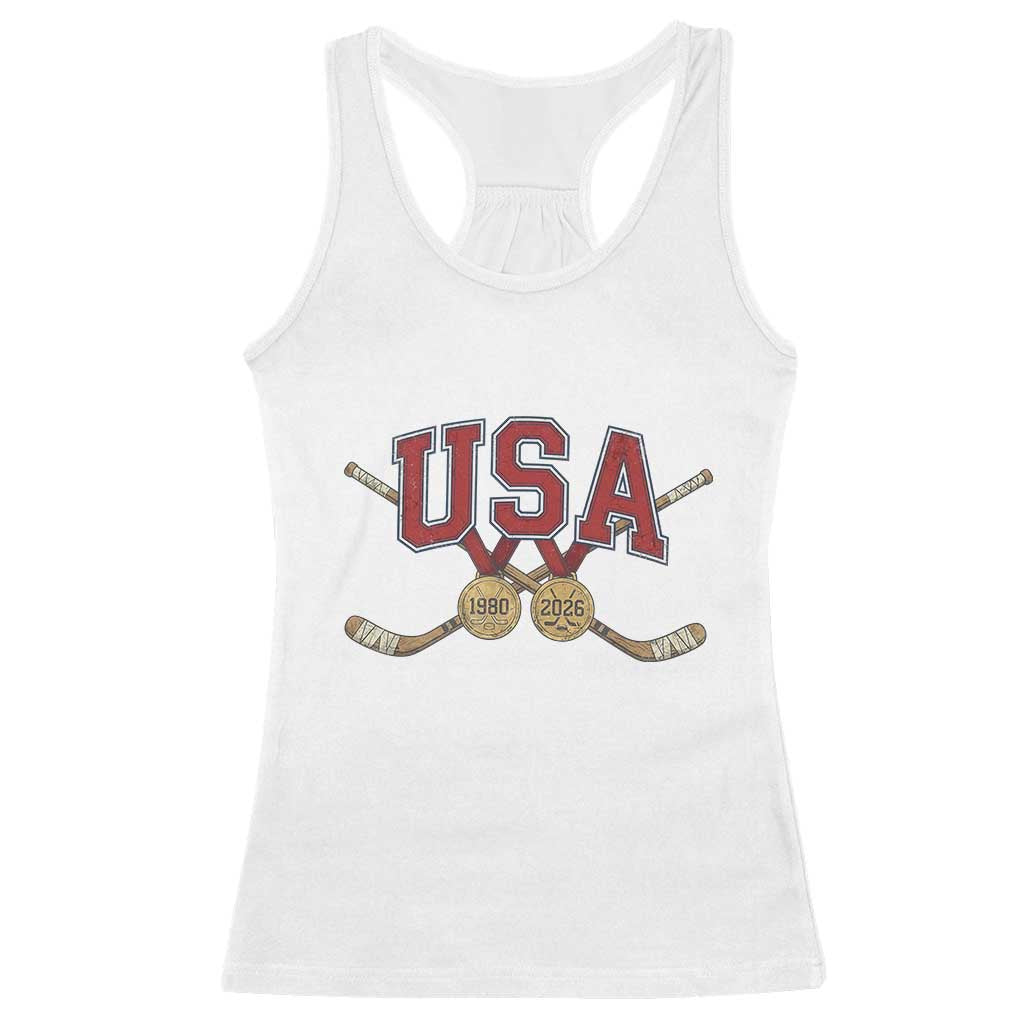 USA Ice Hockey Pride 1980 to 2026 Legacy Racerback Tank Top Patriotic American Champions TS02 White Print Your Wear