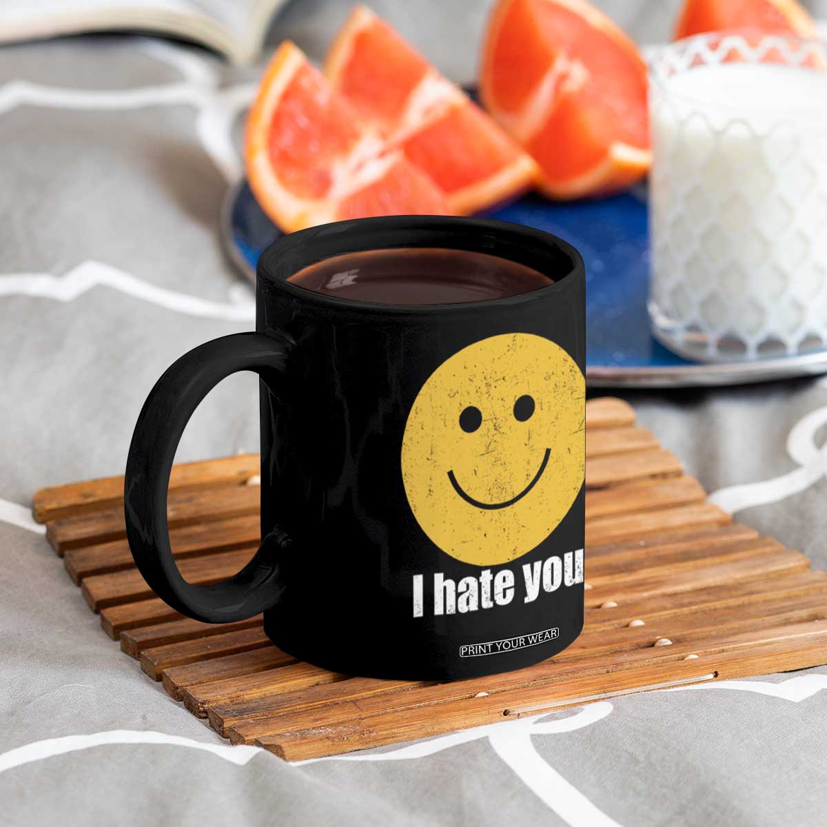 I Hate You Meme Distressed Smiling Face Coffee Mug Dark Humor Sarcastic Funny Attitude TS02 Print Your Wear