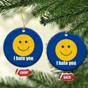 I Hate You Meme Distressed Smiling Face Ceramic Ornament Dark Humor Sarcastic Funny Attitude TS02 1pc Blue Print Your Wear