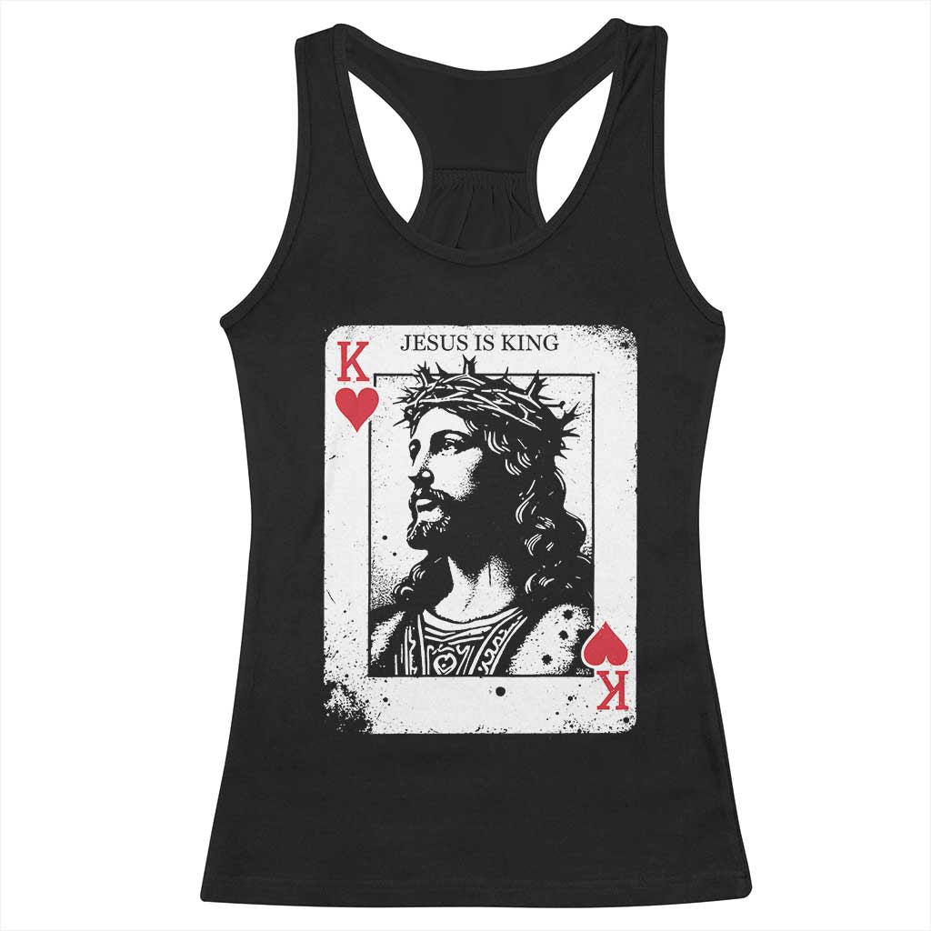 Jesus Is King Playing Card Graphic Racerback Tank Top King of Hearts Christian Faith TS02 Black Print Your Wear