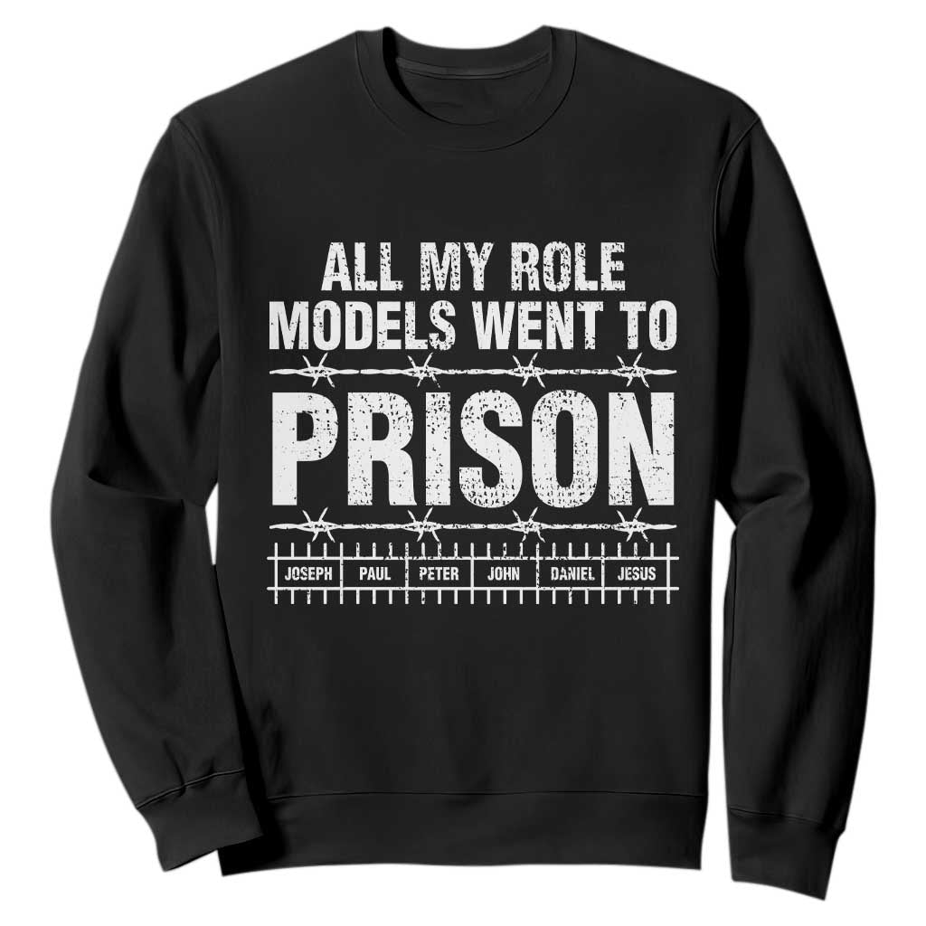 All My Role Models Went To Prison Sweatshirt Biblical History Heroes Faith Statement TS02 Black Print Your Wear