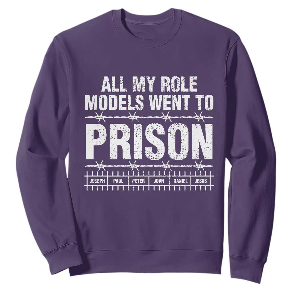 All My Role Models Went To Prison Sweatshirt Biblical History Heroes Faith Statement TS02 Purple Print Your Wear