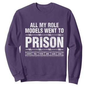 All My Role Models Went To Prison Sweatshirt Biblical History Heroes Faith Statement TS02 Purple Print Your Wear