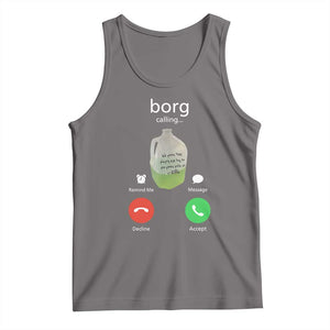 Funny Borg Drink Caling Meme Tank Top College Party Drink Viral Humor TS02 Deep Heather Print Your Wear