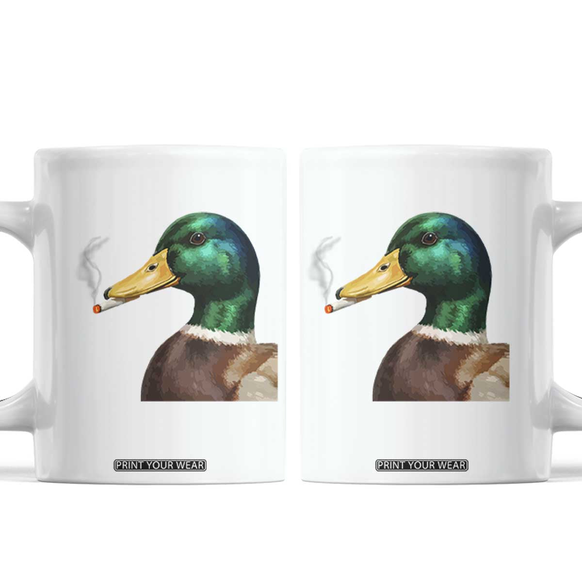Smoking Mallard Meme Graphic Coffee Mug Chaotic Funny Wild Duck Attitude Viral Internet Humor TS02 White Print Your Wear