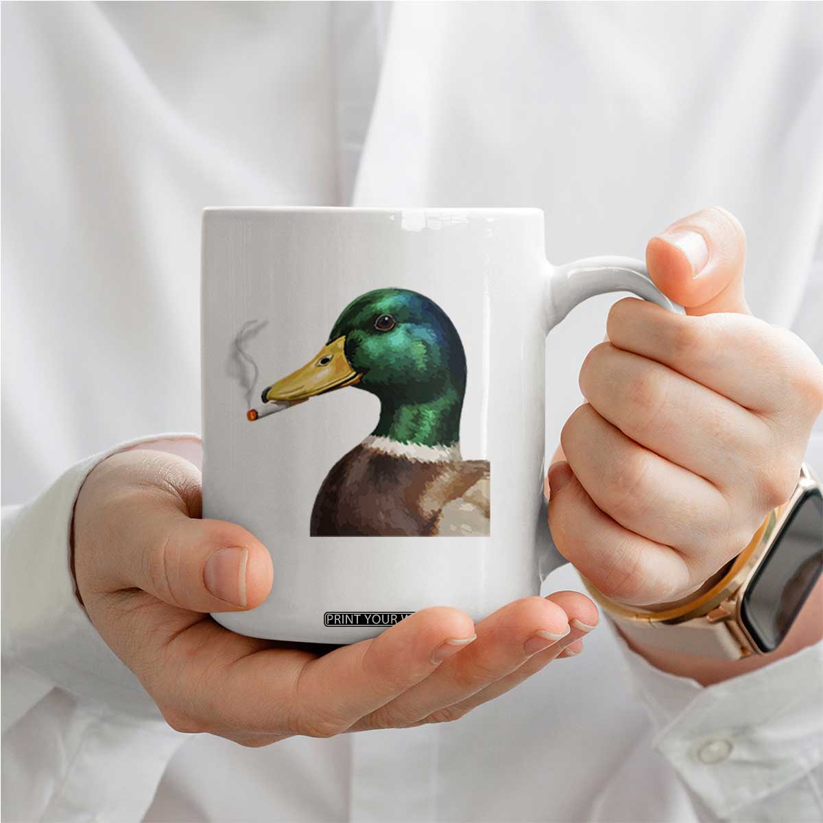 Smoking Mallard Meme Graphic Coffee Mug Chaotic Funny Wild Duck Attitude Viral Internet Humor TS02 Print Your Wear