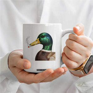 Smoking Mallard Meme Graphic Coffee Mug Chaotic Funny Wild Duck Attitude Viral Internet Humor TS02 Print Your Wear