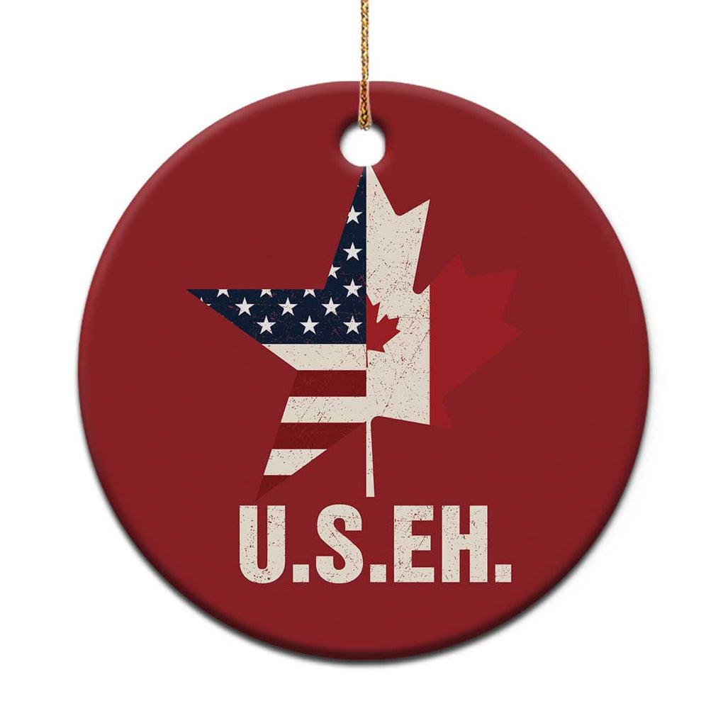 Funny American Canadan Christmas Ornament US EH Canada Maple Leaf America Star Flag TS02 Print Your Wear