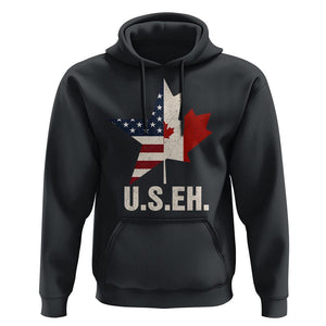 Funny American Canadan Hoodie US EH Canada Maple Leaf America Star Flag TS02 Black Print Your Wear