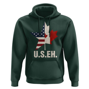 Funny American Canadan Hoodie US EH Canada Maple Leaf America Star Flag TS02 Dark Forest Green Print Your Wear