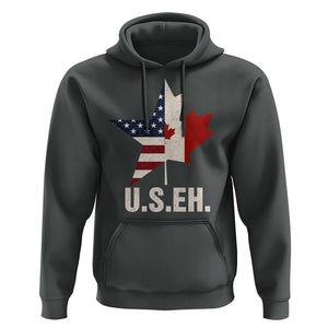 Funny American Canadan Hoodie US EH Canada Maple Leaf America Star Flag TS02 Dark Heather Print Your Wear